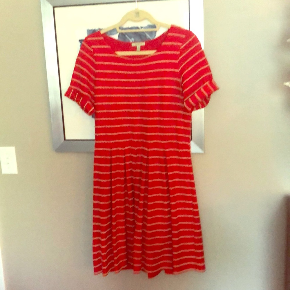 Bordeaux Red and Cream Striped Mini Dress